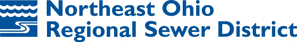 Northeast Ohio Regional Sewer District Logo in Blue Text with Wave illustration